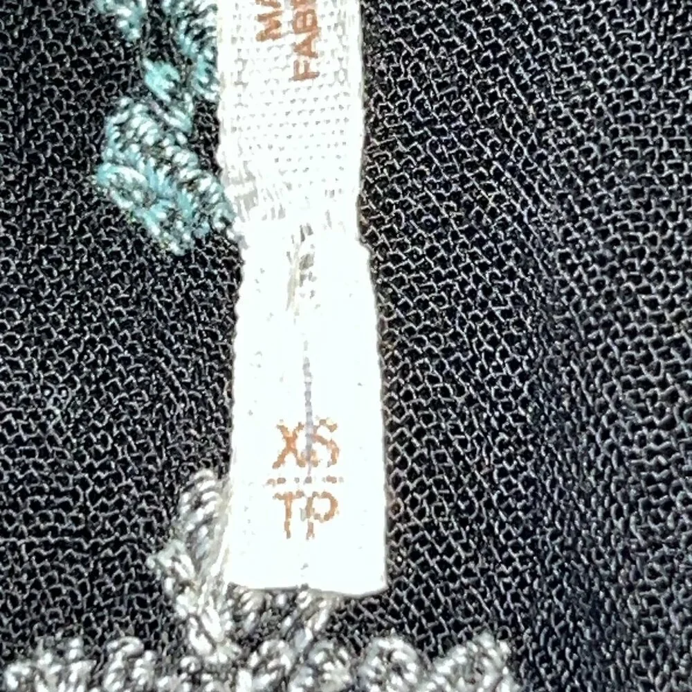FP FREE PEOPLE STAR GAZER BLACK & BLUE LONG SLEEVE EMBROIDERED DRESS - EUC -  XS